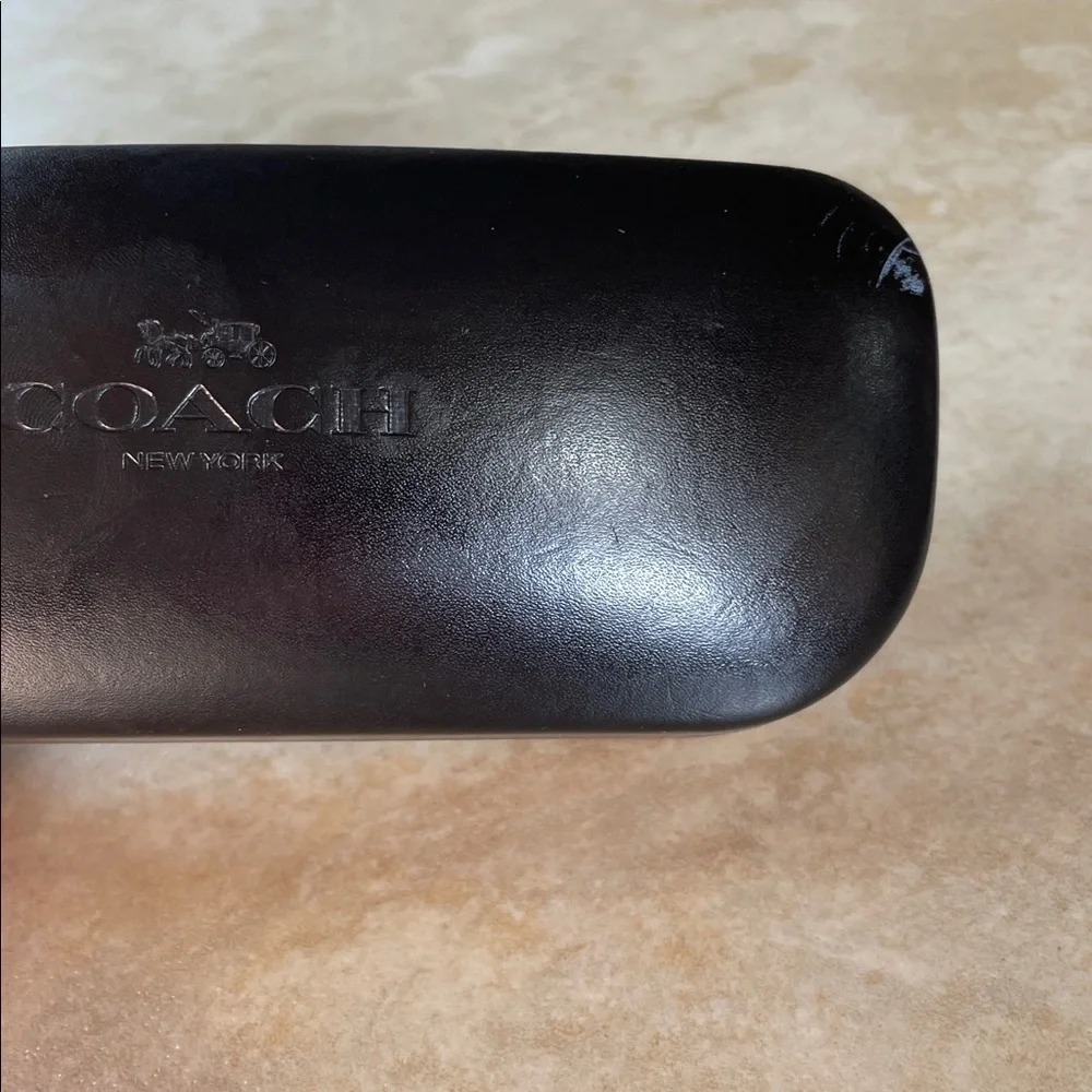 Coach Black Hard Case Eyeglasses Leather Look Logo Sunglasses Eyewear